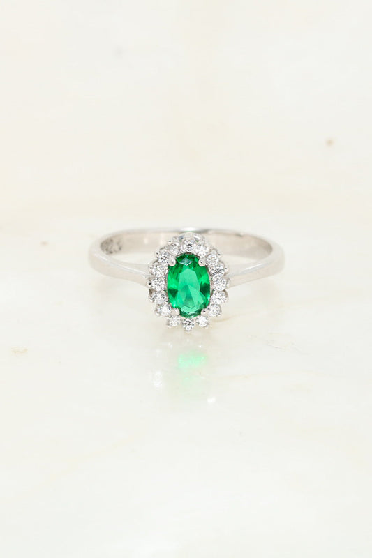 Silver Emerald Sun 925 Ring