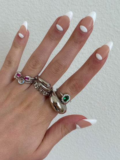 Silver Emerald Sun 925 Ring